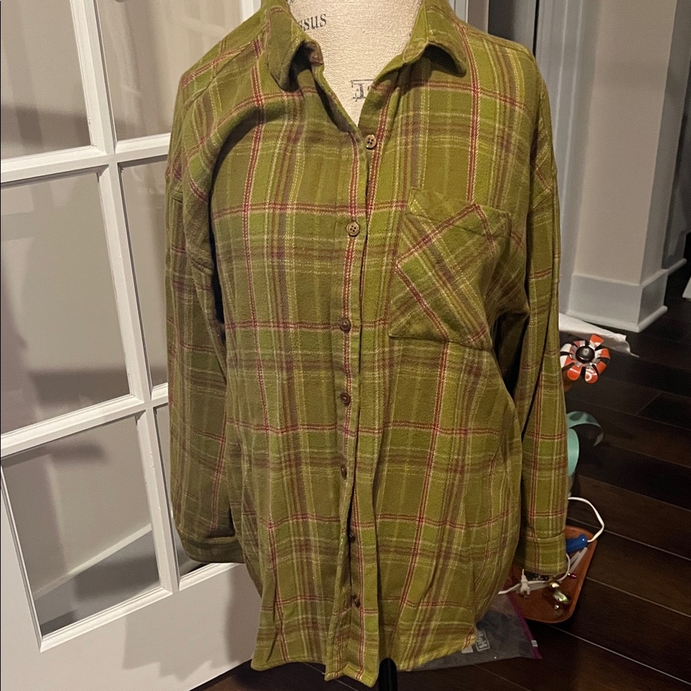 Nordstrom bp Olive Green Plaid Button-Down Shirt